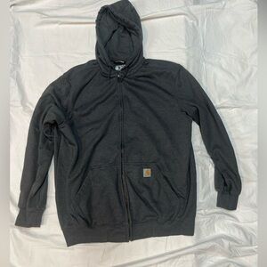 Carhartt Zip Up Hoodie Mens XL Tall Gray Loose Fit Workwear Sweatshirt